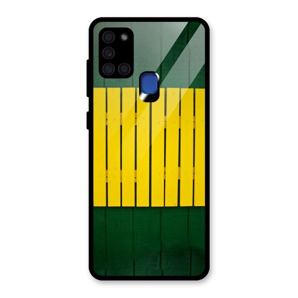 Yellow Fence Glass Back Case for Galaxy A21s