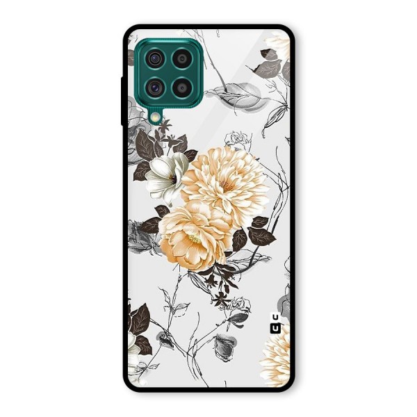 Yellow Floral Glass Back Case for Galaxy F62