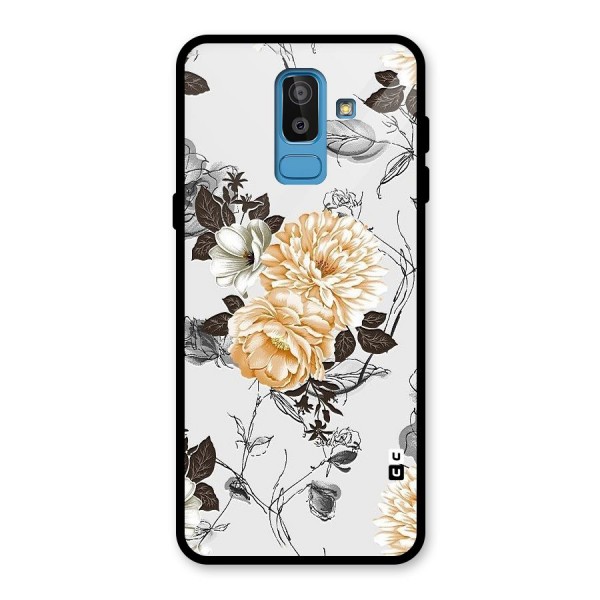 Yellow Floral Glass Back Case for Galaxy J8