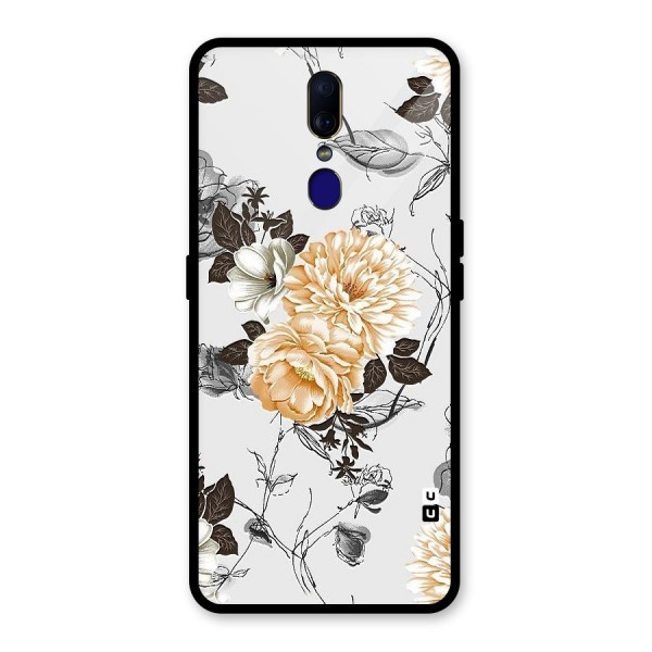 Yellow Floral Glass Back Case for Oppo F11