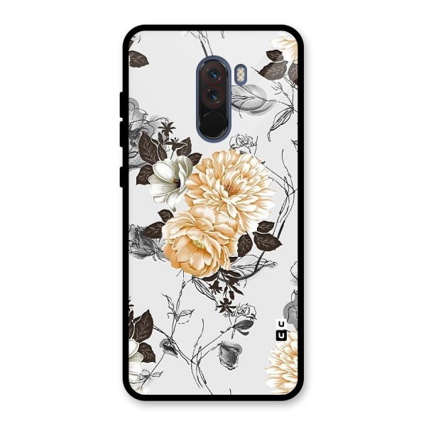 Yellow Floral Glass Back Case for Poco F1