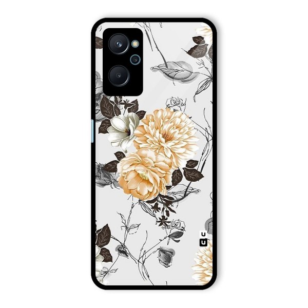 Yellow Floral Glass Back Case for Realme 9i