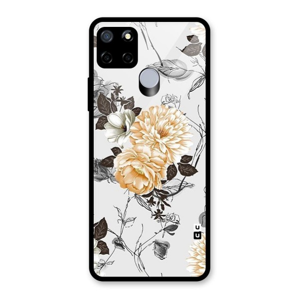 Yellow Floral Glass Back Case for Realme C15