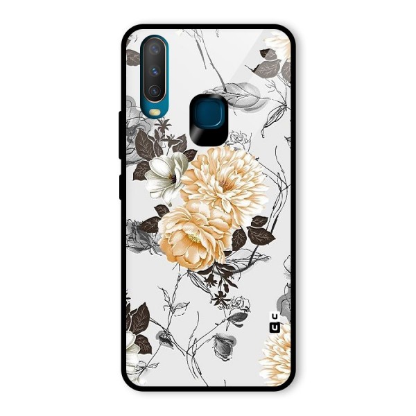 Yellow Floral Glass Back Case for Vivo Y12