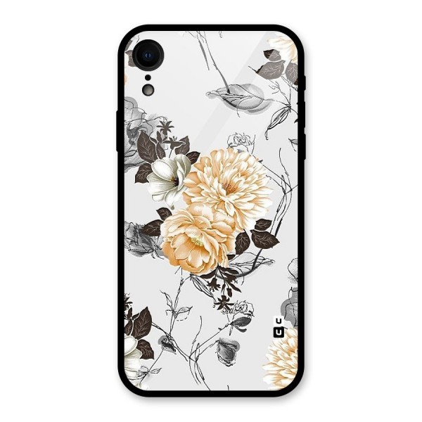 Yellow Floral Glass Back Case for XR