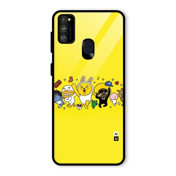 Yellow Friends Glass Back Case for Galaxy M21