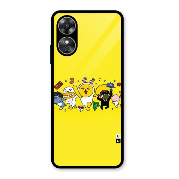 Yellow Friends Glass Back Case for Oppo A17