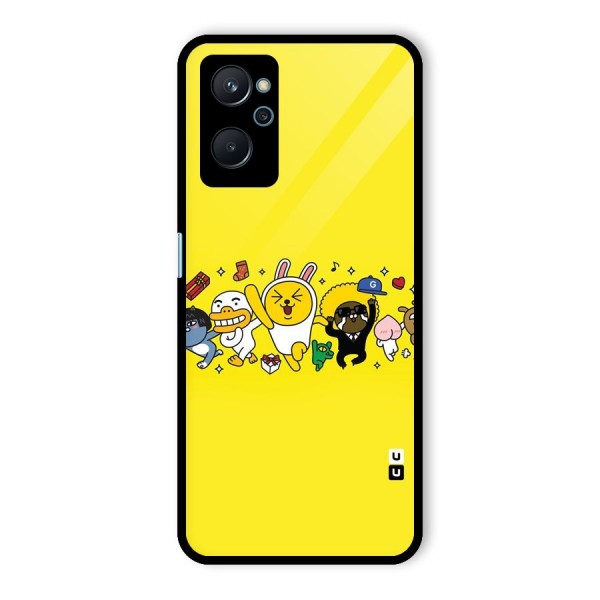 Yellow Friends Glass Back Case for Realme 9i