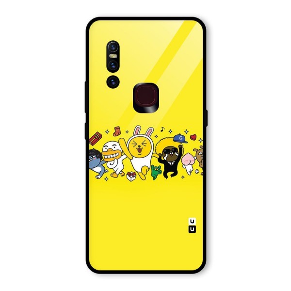 Yellow Friends Glass Back Case for Vivo V15