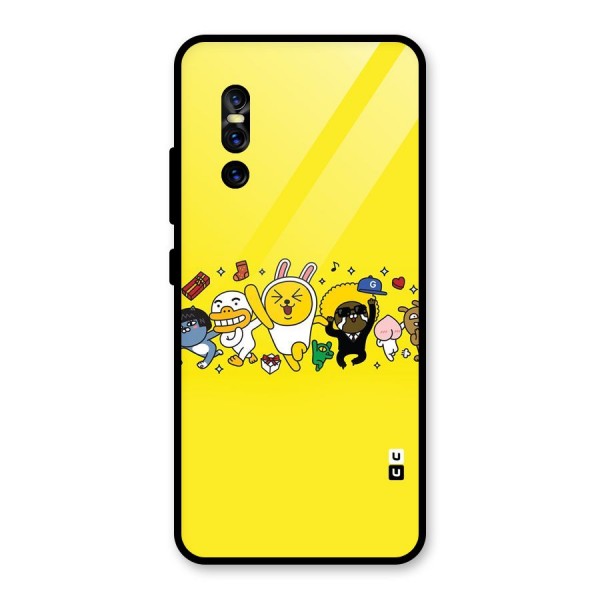 Yellow Friends Glass Back Case for Vivo V15 Pro