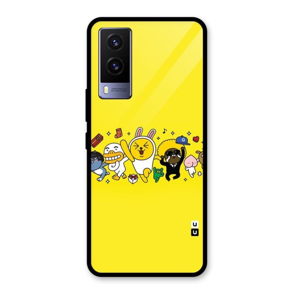 Yellow Friends Glass Back Case for Vivo V21e 5G