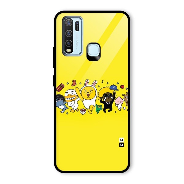 Yellow Friends Glass Back Case for Vivo Y30