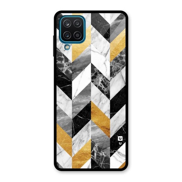 Yellow Grey Marble Glass Back Case for Galaxy A12