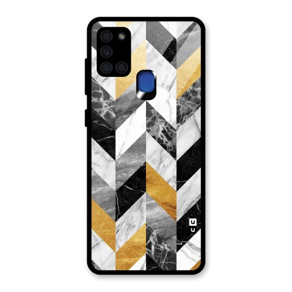 Yellow Grey Marble Glass Back Case for Galaxy A21s