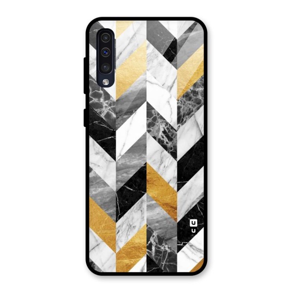 Yellow Grey Marble Glass Back Case for Galaxy A50s