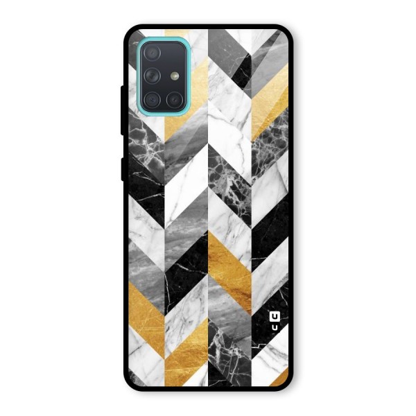 Yellow Grey Marble Glass Back Case for Galaxy A71