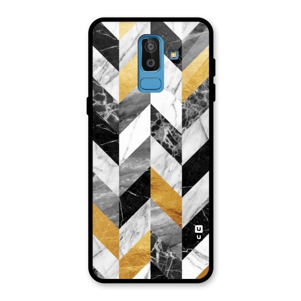 Yellow Grey Marble Glass Back Case for Galaxy J8