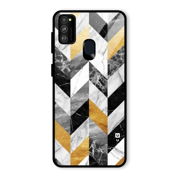 Yellow Grey Marble Glass Back Case for Galaxy M21