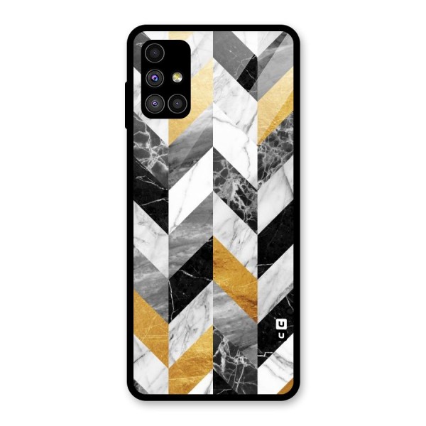 Yellow Grey Marble Glass Back Case for Galaxy M51