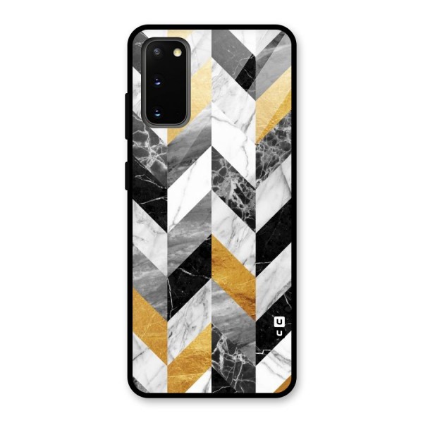 Yellow Grey Marble Glass Back Case for Galaxy S20