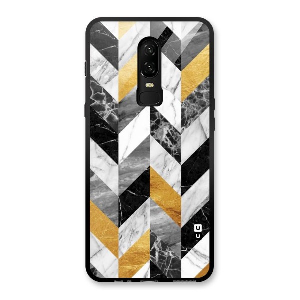 Yellow Grey Marble Glass Back Case for OnePlus 6