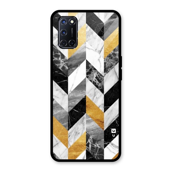 Yellow Grey Marble Glass Back Case for Oppo A52