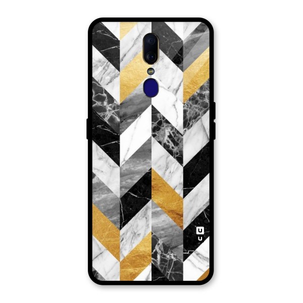 Yellow Grey Marble Glass Back Case for Oppo F11