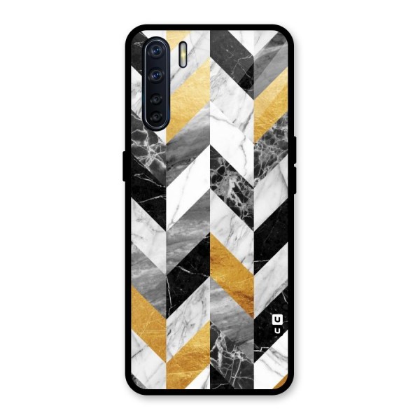 Yellow Grey Marble Glass Back Case for Oppo F15