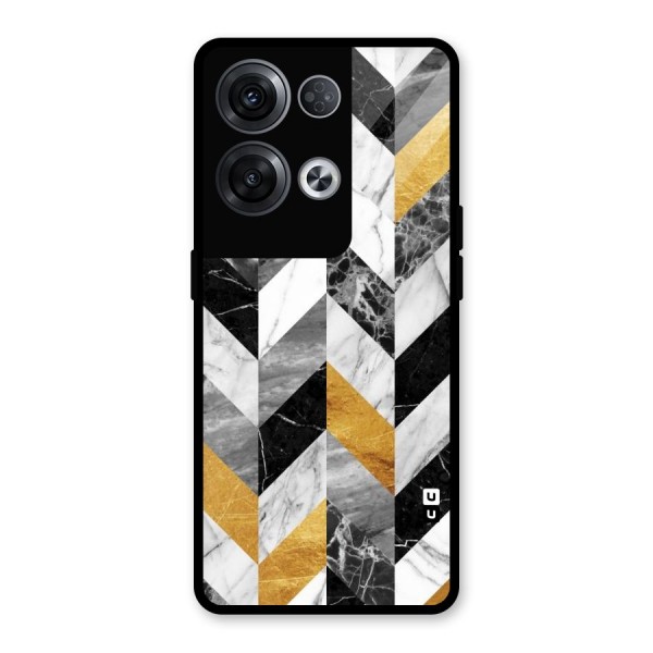 Yellow Grey Marble Glass Back Case for Oppo Reno8 Pro 5G