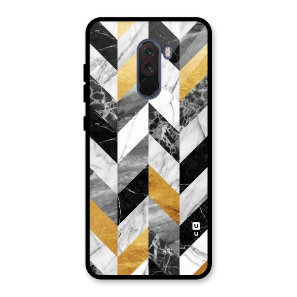 Yellow Grey Marble Glass Back Case for Poco F1