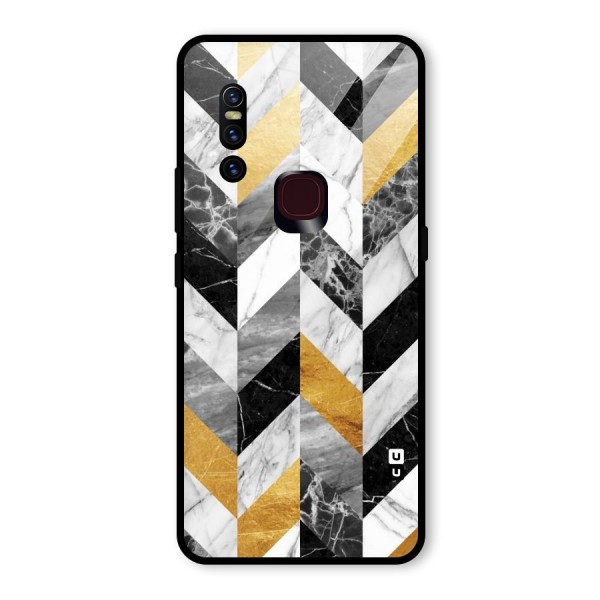 Yellow Grey Marble Glass Back Case for Vivo V15