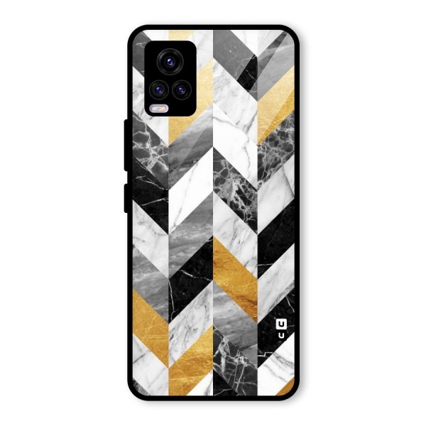 Yellow Grey Marble Glass Back Case for Vivo V20