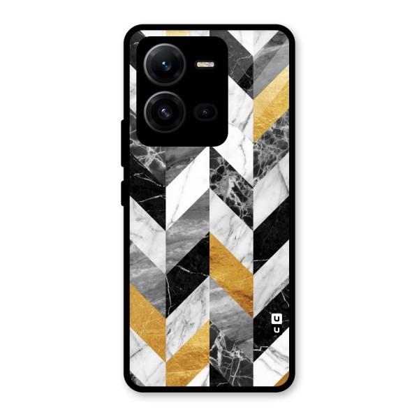 Yellow Grey Marble Glass Back Case for Vivo V25