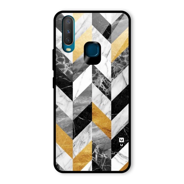 Yellow Grey Marble Glass Back Case for Vivo Y12