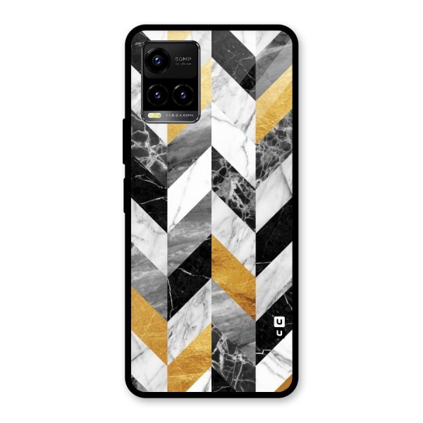 Yellow Grey Marble Glass Back Case for Vivo Y21G