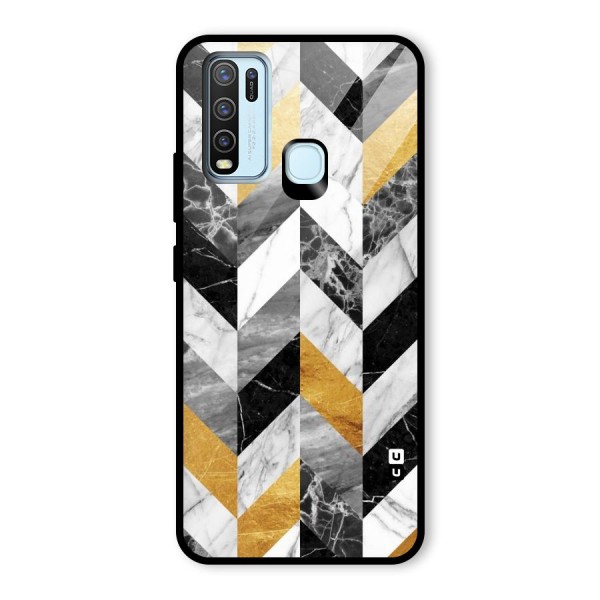 Yellow Grey Marble Glass Back Case for Vivo Y30