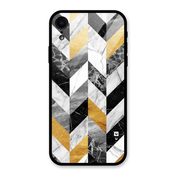 Yellow Grey Marble Glass Back Case for XR