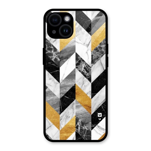 Yellow Grey Marble Glass Back Case for iPhone 14