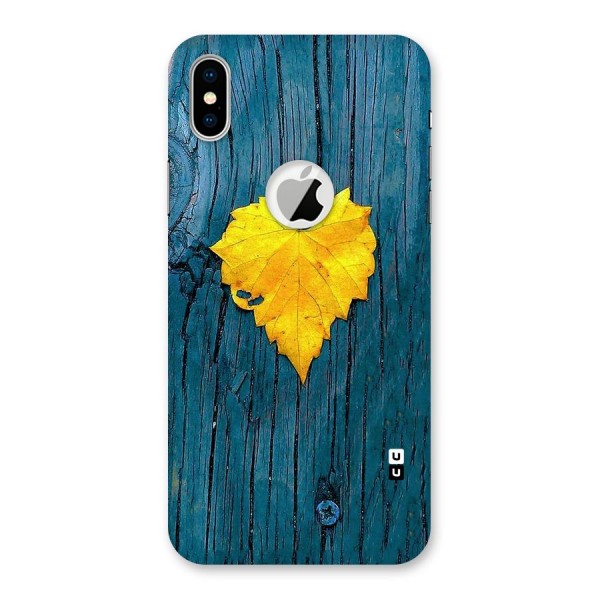 Yellow Leaf Back Case for iPhone XS Logo Cut