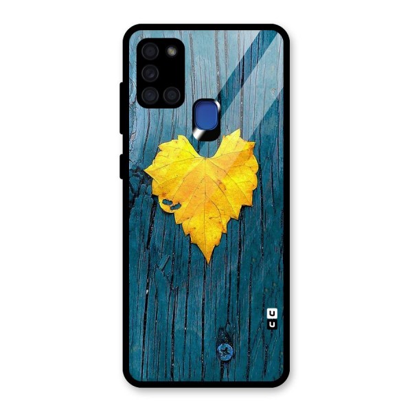 Yellow Leaf Glass Back Case for Galaxy A21s