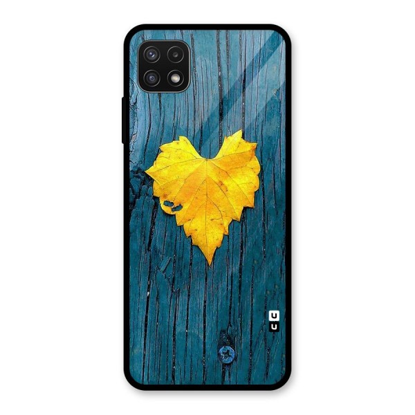 Yellow Leaf Glass Back Case for Galaxy A22 5G