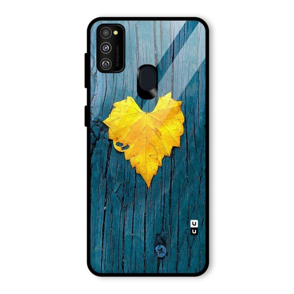 Yellow Leaf Glass Back Case for Galaxy M21