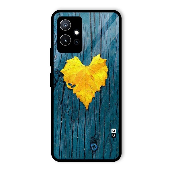 Yellow Leaf Glass Back Case for Vivo T1 5G