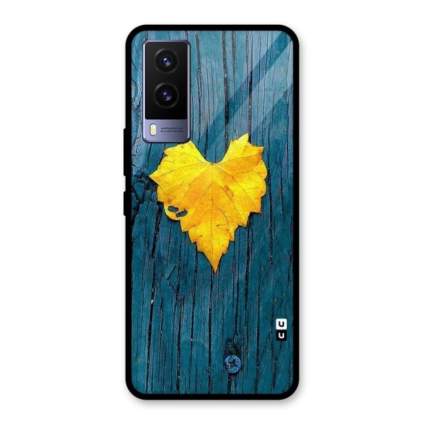 Yellow Leaf Glass Back Case for Vivo V21e 5G