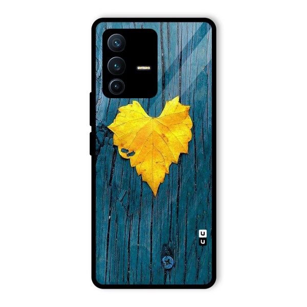 Yellow Leaf Glass Back Case for Vivo V23 Pro