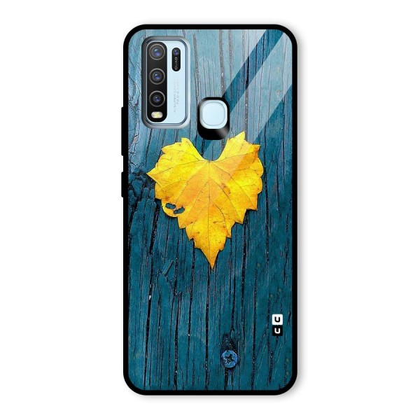 Yellow Leaf Glass Back Case for Vivo Y30