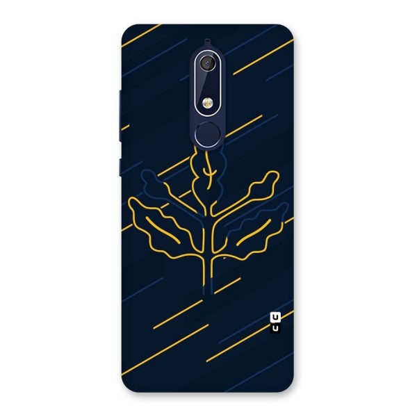 Yellow Leaf Line Back Case for Nokia 5.1