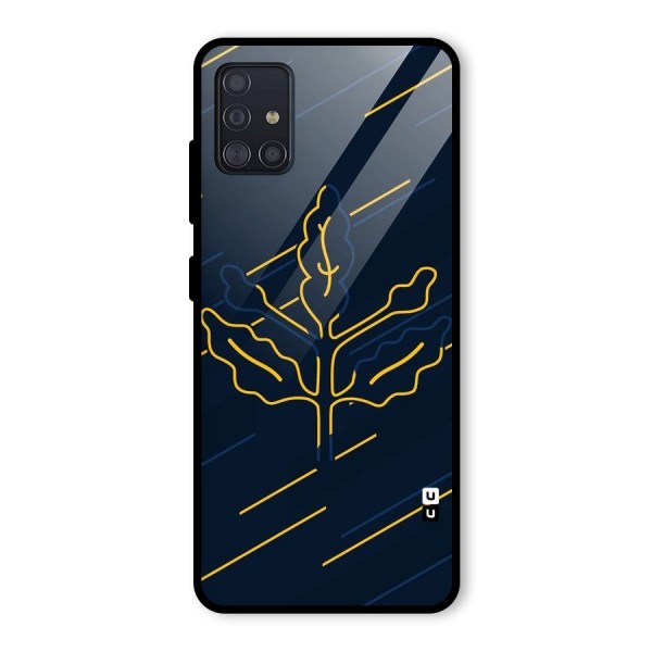 Yellow Leaf Line Glass Back Case for Galaxy A51