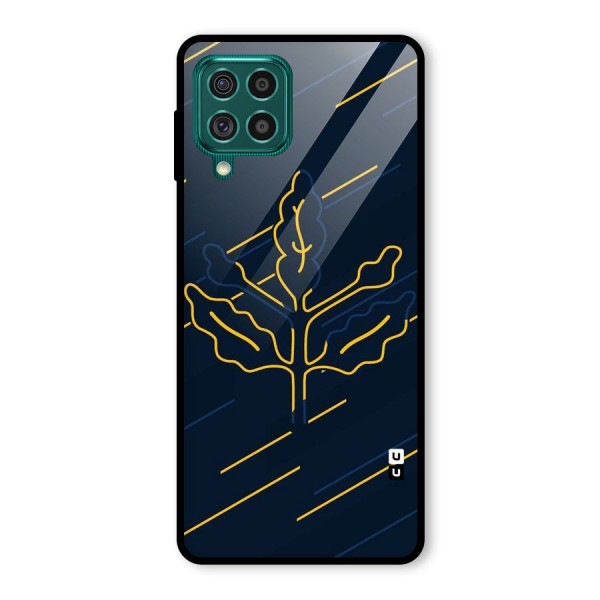 Yellow Leaf Line Glass Back Case for Galaxy F62