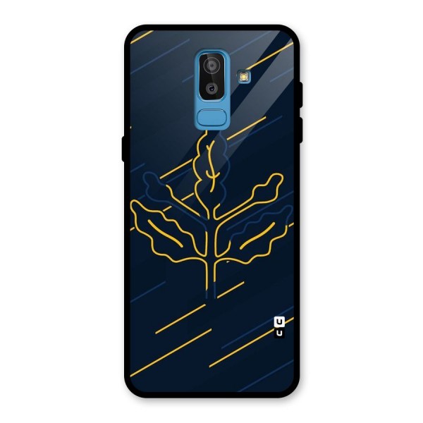 Yellow Leaf Line Glass Back Case for Galaxy J8